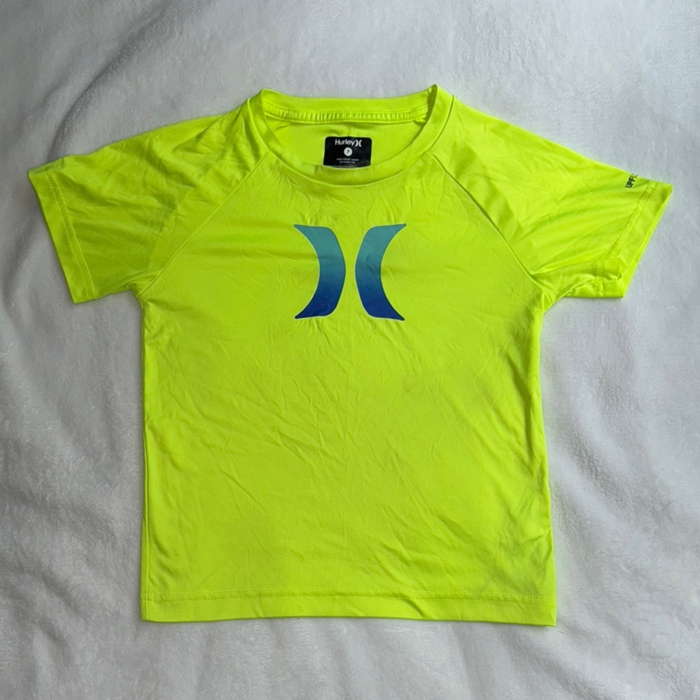 Hurley Neon Yellow Rash Guard Size 7 Large